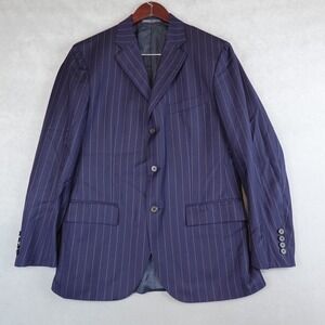 VTG Polo Ralph Lauren Blazer Men 40R Navy Pinstripe Wool Italy *READ